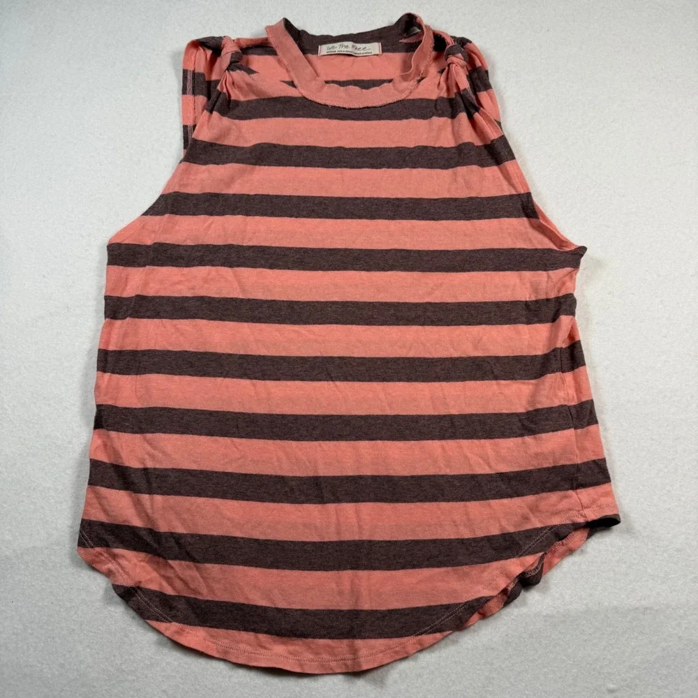 Free People We The Free Striped Knotted Shoulder Tank Top Pink Grey OB984392 M